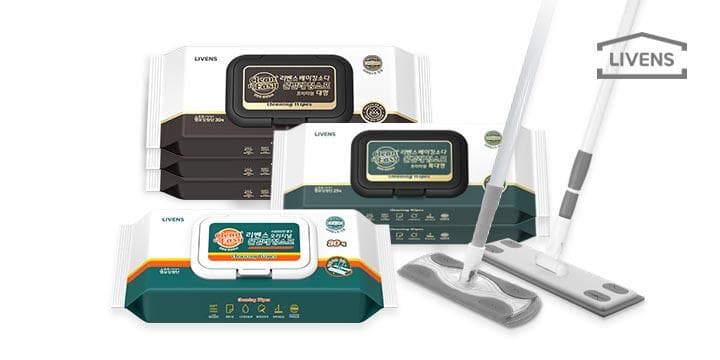 리벤스 mop set with 25 wet mop sheets + cleaning sheet pack