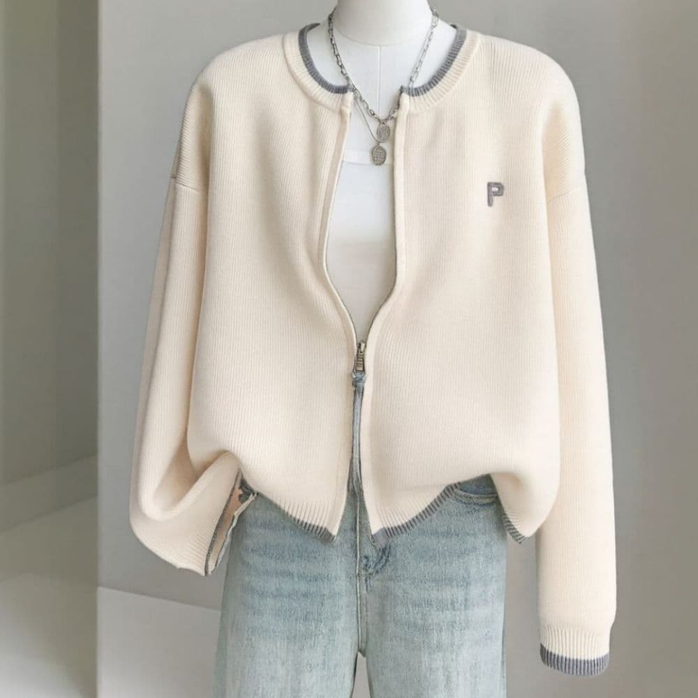 Two-way Zip-up Cardigan C25CCD901 Beige