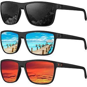 Kaliyadi Men's Polarized Sunglasses 3-Pack