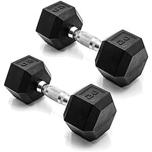 20-Lb CAP 고무코팅 덤벨 쌍 (2개) $29