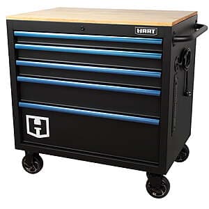 36" Hart 5-Drawer 모바일 툴 체스트 작업대 우드탑 포함 (37"H x 36"W x 24.5"D) $249 + 무료 배송