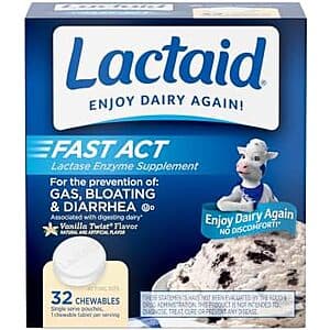 Lactaid Fast Act 락타제 씹어먹는 정제