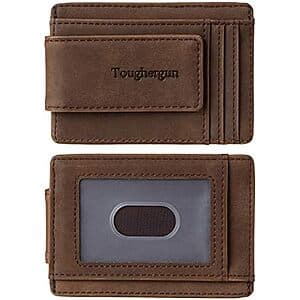 Toughergun 슬림 RFID 차단 가죽 머니클립 지갑 (Coffee or Black) $5