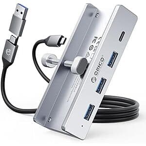 ORICO 4포트 USB 데스크 클램프 허브 (USB-C 1개, USB-A 3개) $14.30
