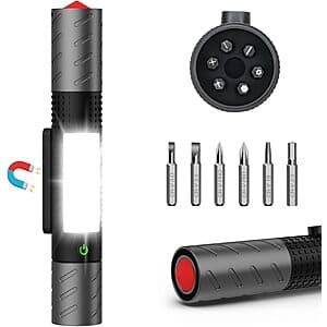 Spriak 충전식 LED 플래시라이트 자석 베이스 및 COB 작업 조명 포함 $9.75
