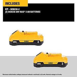 DeWALT 20V 3.0Ah 리튬이온 배터리 2팩