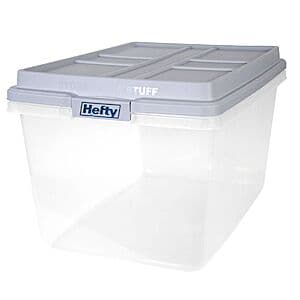 Hefty 수납 바구니 뚜껑 포함: 18-Qt $5.45, 40-Qt $7.60, 72-Qt $10 등 + 무료 수령