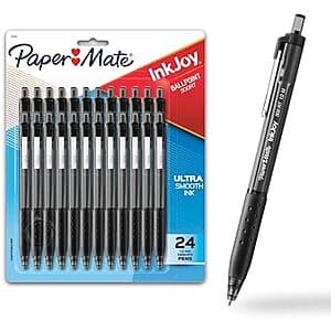 Paper Mate InkJoy 300RT 볼펜 24자루 1.0mm 중간굵기 블랙 $6.40