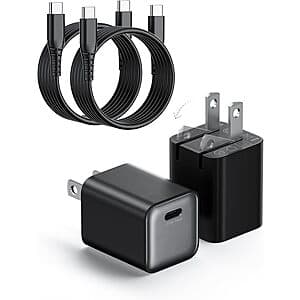 Wegear 30W USB-C GaN III 벽 충전기 & 케이블 2개 세트 (Black or White) $10
