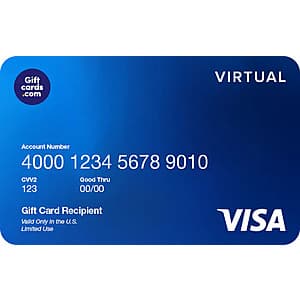 $100 Visa 가상 기프트카드 $95.95