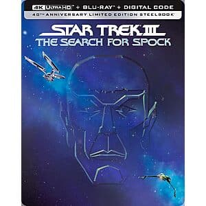 Star Trek III: The Search for Spock 40주년 스틸북 (4K UHD + Blu-ray) $16.25