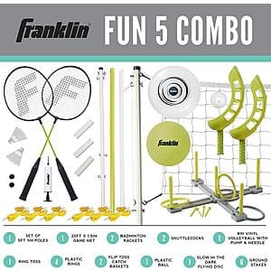 Franklin Sports Outdoor Fun 5 Combo Set (배드민턴 포함) (옐로우) $20 이상