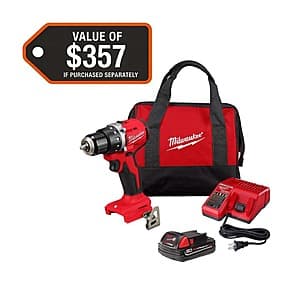 Milwaukee M18 18V 1/2" 브러시리스 컴팩트 드릴/드라이버 키트 + 툴백 $95.25 + 무료 배송