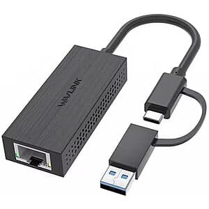 Wavlink USB-C to USB-A 2.5G 이더넷 변환 어댑터 (Black) $12