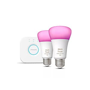 Philips Hue Starter Kit: 브릿지 + 2x 800lm 60W A19 E26 스마트 전구 $50 + $50 이상 무료 배송