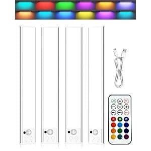 Diomart 무선 모션센서 RGB 조명 4pk