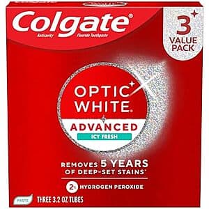 Colgate Optic White Advanced 과산화수소 치약 3.2oz 3개입 $6.35