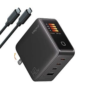wegear 4포트 140W GaN USB-C 벽 충전기 터치 스마트 디스플레이 및 5' 240W 케이블 포함 $33 + 무료 배송