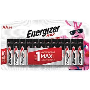 24팩 Energizer Max 알칼라인 배터리 (AA 또는 AAA) $11.25 + 무료 픽업