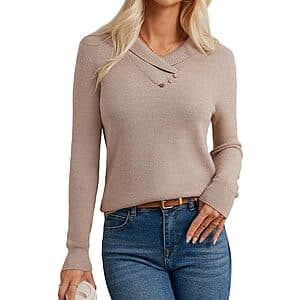 Grace Karin V넥 칼라 스웨터