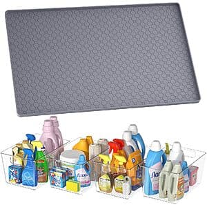 Ehme 34"x22" 방수 수槽 밑 매트 + 4개입 11"x7.5" 투명 보관함 $15