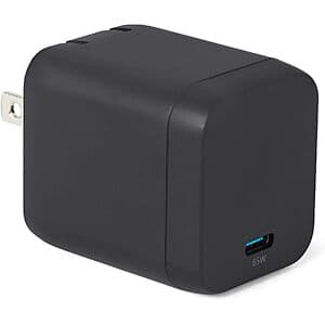 Amazon Basics 1포트 65W USB-C GaN 벽면 충전기 접이식 플러그 포함 $12.50