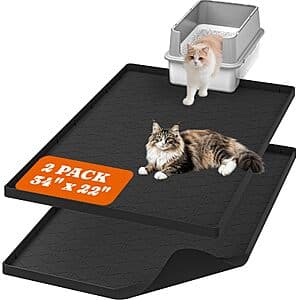 Pawtners 실리콘 고양이 화장실 매트 2-PK