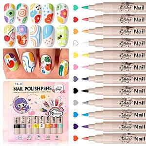 GelLaktik 3D Nail Polish Pens 12-Count, 0.7 mm Assorted