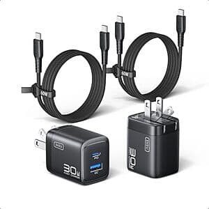 INIU 30W GaN Mini USB-C/A Wall Charger 2-Pack