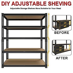 HAGOO 5-Shelf Garage Storage Unit 72x40x20