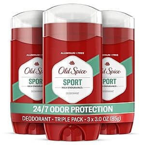 Old Spice Aluminum Free Deodorant Stick, Sport Scent, 3-Pack
