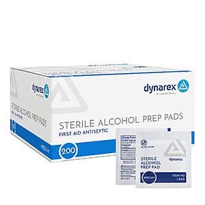 Dynarex Medium Alcohol Prep Pads 70% Isopropyl Alcohol, 200 ct