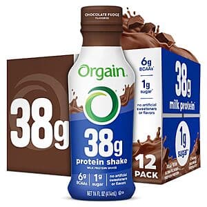 Orgain High Protein Shake Chocolate Fudge 14oz 12-Pack