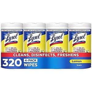 Lysol Disinfectant Wipes Lemon & Lime Blossom 80ct x 4