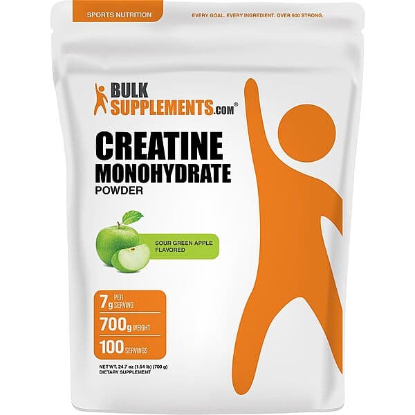 BulkSupplements Creatine Powder 24.7 oz, Sour Green Apple