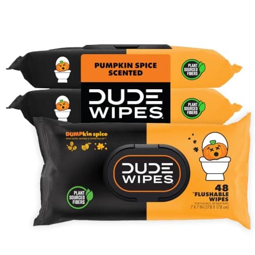 DUDE Wipes Pumpkin Spice Flushable Wipes, 3-Pack (48 ct each)