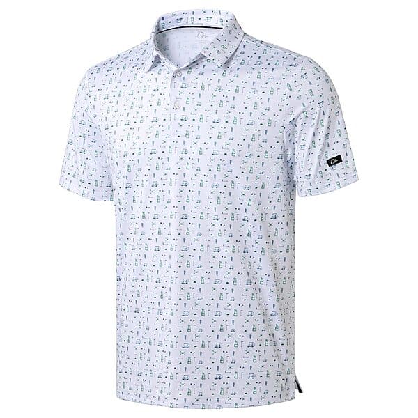 Obla Men's UPF 50+ Printed Golf Polo Shirt