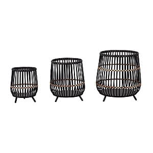 3-Pc Dakota Fields 모던 라운드 대나무 우드 플랜터 $39 + 무료 배송