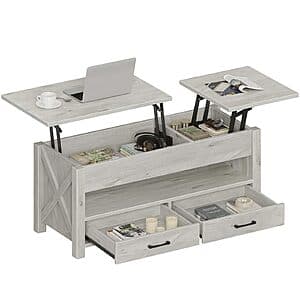 39.3인치 Seventable 리프트탑 커피테이블 수납서랍 2개 포함 (그레이) $85 + 무료배송