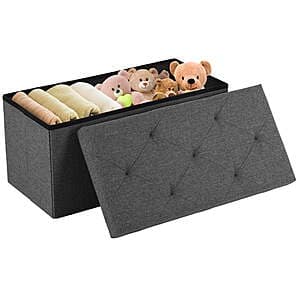 30인치 Gianna 접이식 보관 오토맨 벤치 (그레이, 15"D x 15"H x 30"W) $16