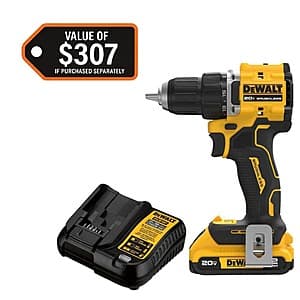 DEWALT Atomic 20V 컴팩트 1/2" 드릴/드라이버 키트 2.0Ah 배터리 및 충전기 포함 $99 + 무료 배송