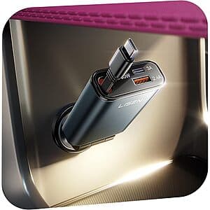 LISEN 최대 72W 리트랙터블 USB-C 차량용 충전기 $8.50