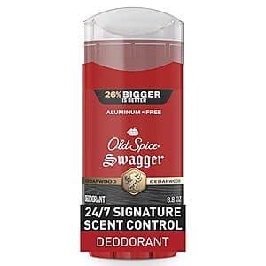 3.8oz 올드스파이스 남성 무함유 데오도란트 (스웨거 인비지블 솔리드) $3.25 S&S