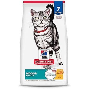 7-lb 힐스 사이언스 다이어트 성猫용 인도어 드라이 고양이 사료 (닭고기) $17.50 S&S 및 기타
