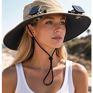 Solar Fan Wide Brim Hat
