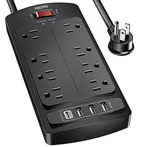온독 2700J 서지 보호 멀티탭 연장 케이블 6' 8 AC & 3 USB 포트 $16