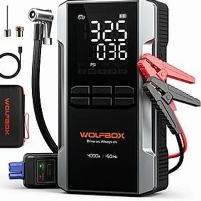 WOLFBOX 4000A Jump Starter w/ 160PSI Air Compressor & 65W Charging $70 + Free S&H