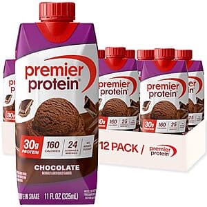 12-Pack 11oz 프리미어 프로틴 30g 프로틴 셰이크 (초콜릿) $8.15 S&S