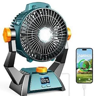 AUIIAH Rechargeable Camping Fan w/ LED Light from $15