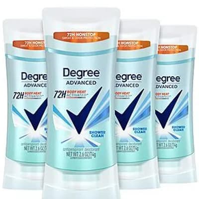 4-Pk 2.6-Oz Degree Women Advanced 72-Hr Antiperspirant Deodorant (Shower Clean) $11.65 w/ S&S